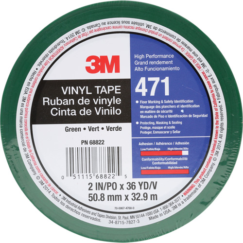 471 Vinyl Tape, 50.8 mm (2") W x 32.9 m (108') L, 5.2 mils, Green Advanced Consulting and Training Ltd.