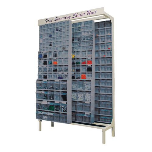 Free-Standing Tip-Out Bins Slider System, 48" W x 18" D x 77" H, 112 Drawers Advanced Consulting and Training Ltd.