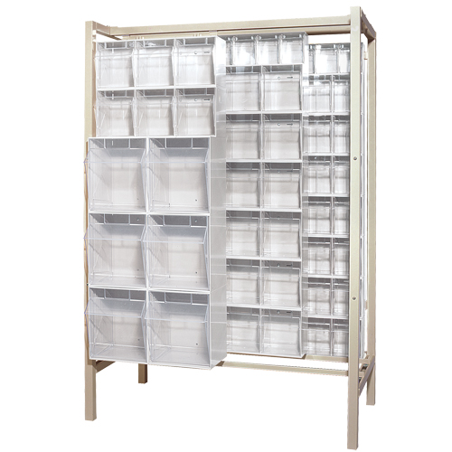 Free-Standing Tip-Out Bins Slider System, 51-1/4" W x 26" D x 77" H, 101 Drawers Advanced Consulting and Training Ltd.