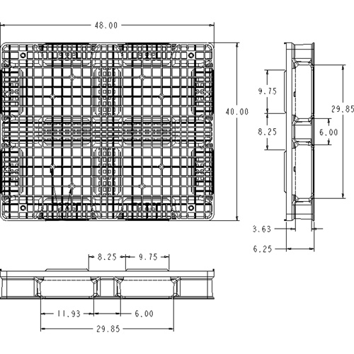 Palette en plastique RachoCell, Acc&egrave;s de Quatre c&ocirc;t&eacute;s, 48" lo x 40" la x 6-1/3" h Advanced Consulting and Training Ltd.