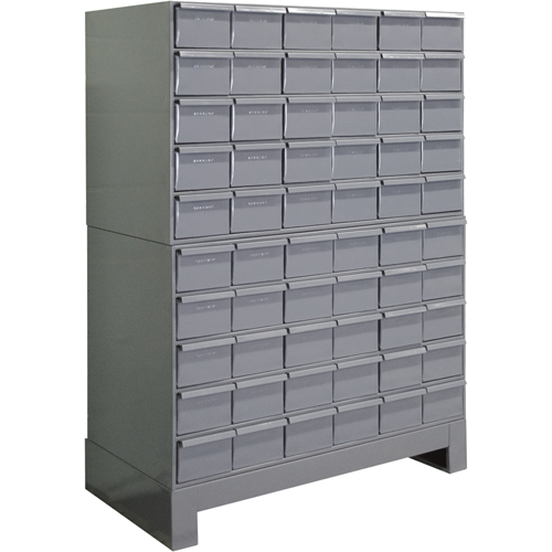 Armoires &agrave; tiroirs industriels avec base, 60 tiroirs, 34-1/8" la x 12-1/4" p x 48-1/8" h, Gris Advanced Consulting and Training Ltd.