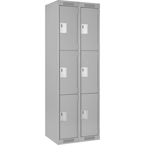 Clean Line Lockers, 3 -tier, Bank of 2, 24" x 18" x 72", Steel, Grey, Rivet (Assembled) Advanced Consulting and Training Ltd.