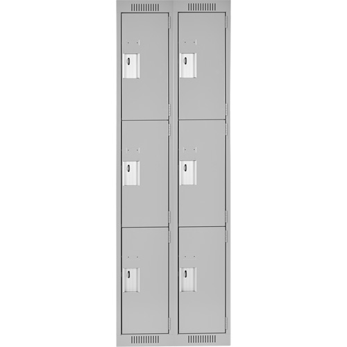 Clean Line Lockers, 3 -tier, Bank of 2, 24" x 18" x 72", Steel, Grey, Rivet (Assembled) Advanced Consulting and Training Ltd.