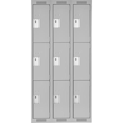 Clean Line Lockers, 3 -tier, Bank of 3, 36" x 18" x 72", Steel, Grey, Rivet (Assembled) Advanced Consulting and Training Ltd.