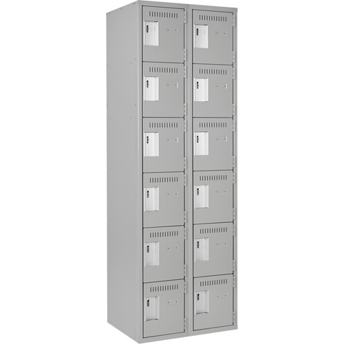 Clean Line Lockerettes, 6 -tier, Bank of 2, 24" x 18" x 72", Steel, Grey, Rivet (Assembled) Advanced Consulting and Training Ltd.