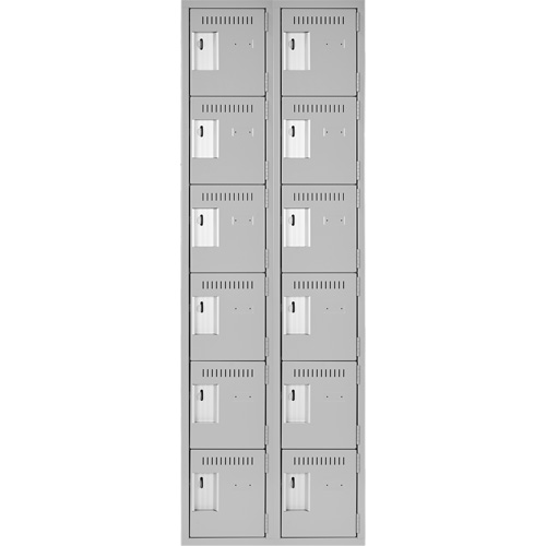 Clean Line Lockerettes, 6 -tier, Bank of 2, 24" x 18" x 72", Steel, Grey, Rivet (Assembled) Advanced Consulting and Training Ltd.