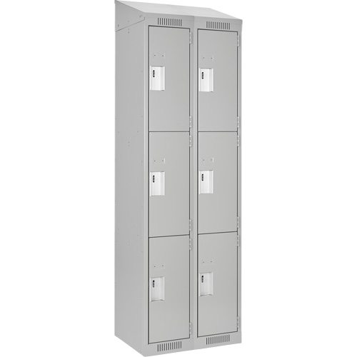 Clean Line Lockers, 3 -tier, Bank of 2, 24" x 18" x 78", Steel, Grey, Rivet (Assembled) Advanced Consulting and Training Ltd.
