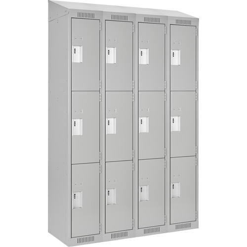 Clean Line Lockers, 3 -tier, Bank of 4, 48" x 18" x 78", Steel, Grey, Rivet (Assembled) Advanced Consulting and Training Ltd.