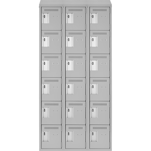 Clean Line Lockerette , 6 -tier, Bank of 3, 36" x 18" x 78", Steel, Grey, Rivet (Assembled) Advanced Consulting and Training Ltd.