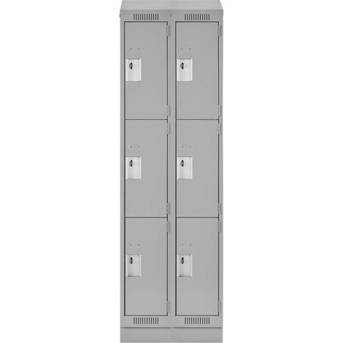 Clean Line Lockers, 3 -tier, Bank of 2, 24" x 18" x 82", Steel, Grey, Rivet (Assembled) Advanced Consulting and Training Ltd.