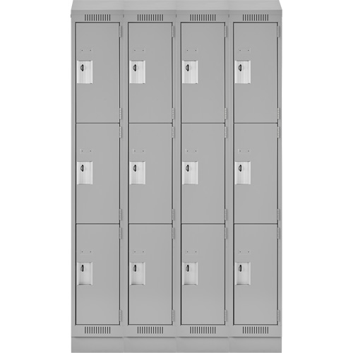 Clean Line Lockers, 3 -tier, Bank of 4, 48" x 18" x 82", Steel, Grey, Rivet (Assembled) Advanced Consulting and Training Ltd.