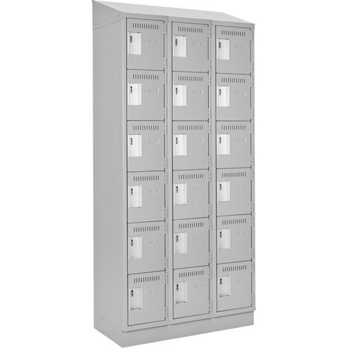 Clean Line Lockerette, 6 -tier, Bank of 3, 36" x 18" x 82", Steel, Grey, Rivet (Assembled) Advanced Consulting and Training Ltd.