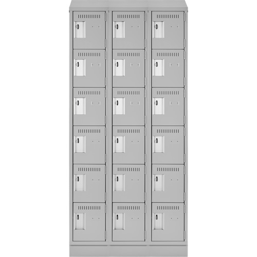 Clean Line Lockerette, 6 -tier, Bank of 3, 36" x 18" x 82", Steel, Grey, Rivet (Assembled) Advanced Consulting and Training Ltd.