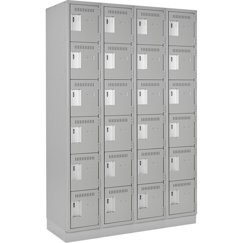 Clean Line Lockerette, 6 -tier, Bank of 4, 48" x 18" x 76", Steel, Grey, Rivet (Assembled) Advanced Consulting and Training Ltd.