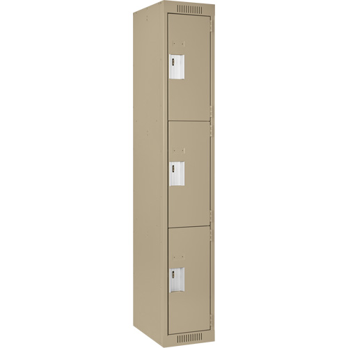 Clean Line Lockers, 3 -tier, 12" x 18" x 72", Steel, Beige, Rivet (Assembled) Advanced Consulting and Training Ltd.