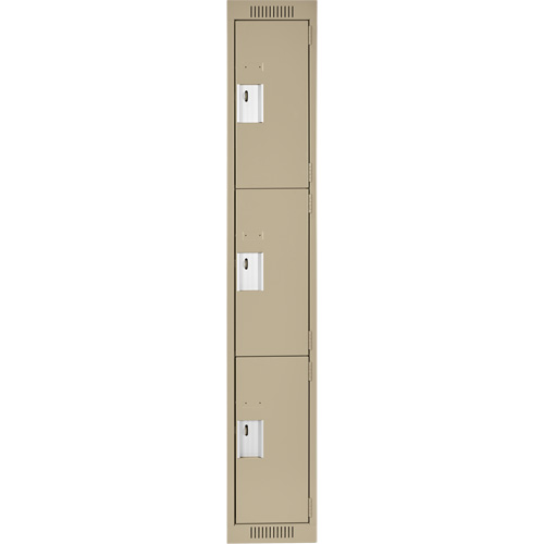Clean Line Lockers, 3 -tier, 12" x 18" x 72", Steel, Beige, Rivet (Assembled) Advanced Consulting and Training Ltd.