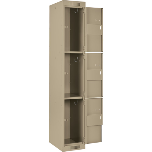 Clean Line Lockers, 3 -tier, Bank of 4, 48" x 18" x 72", Steel, Beige, Rivet (Assembled) Advanced Consulting and Training Ltd.