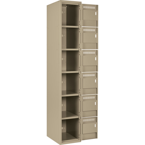 Clean Line Lockerette, 6 -tier, Bank of 3, 36" x 18" x 72", Steel, Beige, Rivet (Assembled) Advanced Consulting and Training Ltd.