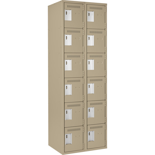Clean Line Lockerette, 6 -tier, Bank of 2, 24" x 18" x 72", Steel, Beige, Rivet (Assembled) Advanced Consulting and Training Ltd.