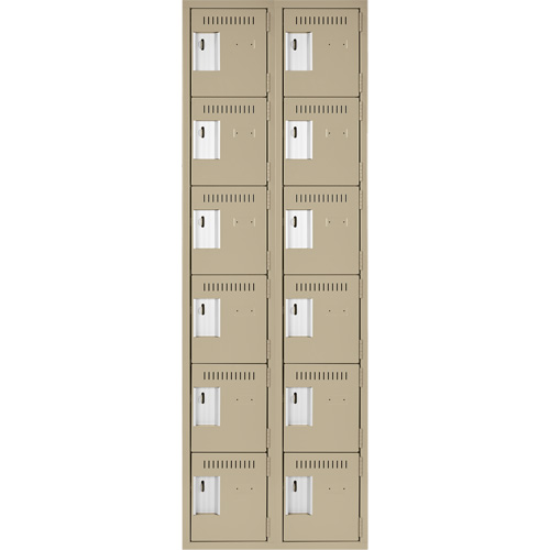 Clean Line Lockerette, 6 -tier, Bank of 2, 24" x 18" x 72", Steel, Beige, Rivet (Assembled) Advanced Consulting and Training Ltd.