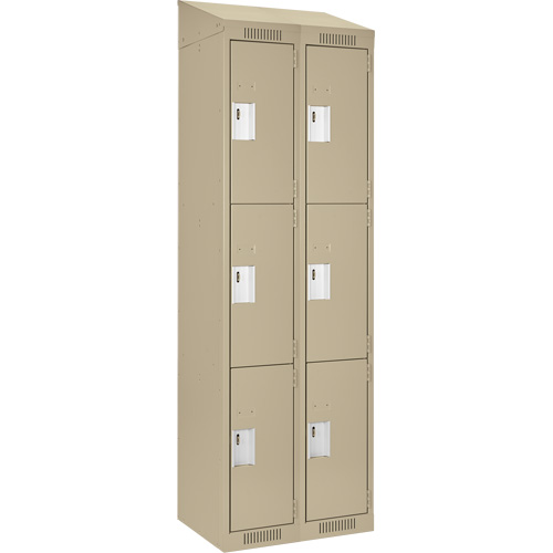 Clean Line Lockers, 3 -tier, Bank of 2, 24" x 18" x 78", Steel, Beige, Rivet (Assembled) Advanced Consulting and Training Ltd.