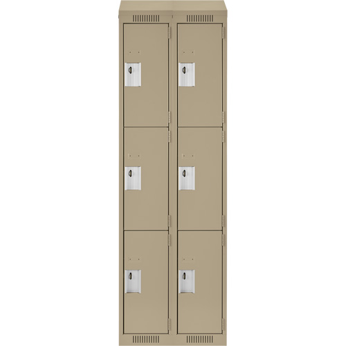 Clean Line Lockers, 3 -tier, Bank of 2, 24" x 18" x 78", Steel, Beige, Rivet (Assembled) Advanced Consulting and Training Ltd.