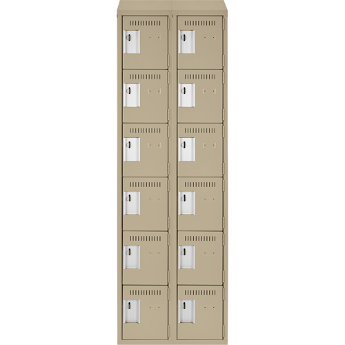 Clean Line Lockerette, 6 -tier, Bank of 2, 24" x 18" x 78", Steel, Beige, Rivet (Assembled) Advanced Consulting and Training Ltd.