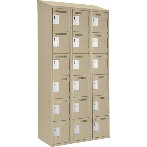 Clean Line Lockerette, 6 -tier, Bank of 3, 36" x 18" x 78", Steel, Beige, Rivet (Assembled) Advanced Consulting and Training Ltd.