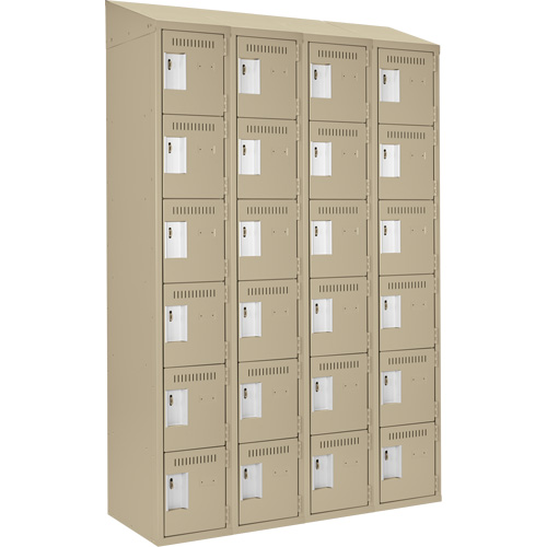 Clean Line Lockerette, 6 -tier, Bank of 4, 48" x 18" x 78", Steel, Beige, Rivet (Assembled) Advanced Consulting and Training Ltd.