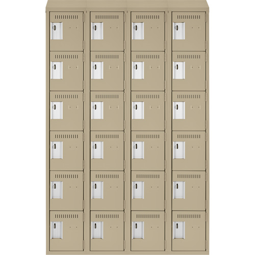 Clean Line Lockerette, 6 -tier, Bank of 4, 48" x 18" x 78", Steel, Beige, Rivet (Assembled) Advanced Consulting and Training Ltd.