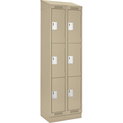 Clean Line Lockers, 3 -tier, Bank of 2, 24" x 18" x 82", Steel, Beige, Rivet (Assembled) Advanced Consulting and Training Ltd.
