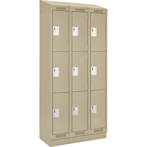 Clean Line Lockers, 3 -tier, Bank of 3, 36" x 18" x 82", Steel, Beige, Rivet (Assembled) Advanced Consulting and Training Ltd.