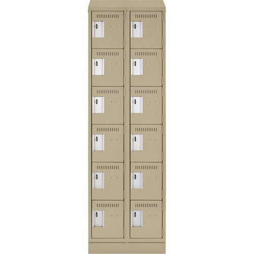 Clean Line Lockerette , 6 -tier, Bank of 2, 24" x 18" x 82", Steel, Beige, Rivet (Assembled) Advanced Consulting and Training Ltd.