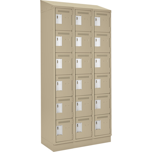Clean Line Lockerette , 6 -tier, Bank of 3, 36" x 18" x 82", Steel, Beige, Rivet (Assembled) Advanced Consulting and Training Ltd.