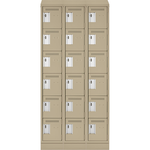 Clean Line Lockerette , 6 -tier, Bank of 3, 36" x 18" x 82", Steel, Beige, Rivet (Assembled) Advanced Consulting and Training Ltd.