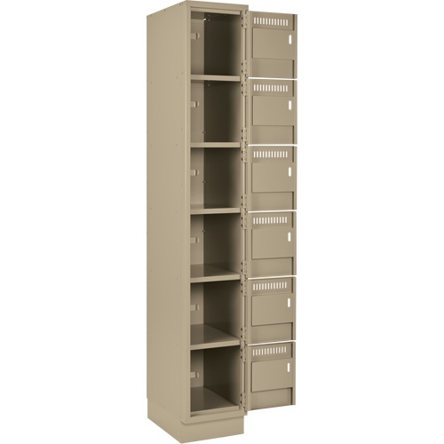 Clean Line Lockerette, 6 -tier, Bank of 4, 48" x 18" x 76", Steel, Beige, Rivet (Assembled) Advanced Consulting and Training Ltd.