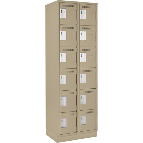 Clean Line Lockerette, 6 -tier, Bank of 2, 24" x 18" x 76", Steel, Beige, Rivet (Assembled) Advanced Consulting and Training Ltd.