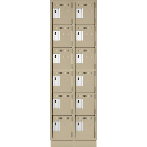 Clean Line Lockerette, 6 -tier, Bank of 2, 24" x 18" x 76", Steel, Beige, Rivet (Assembled) Advanced Consulting and Training Ltd.