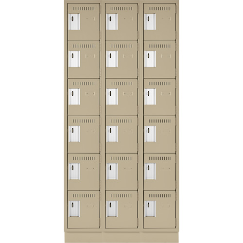 Clean Line Lockerette, 6 -tier, Bank of 3, 36" x 18" x 76", Steel, Beige, Rivet (Assembled) Advanced Consulting and Training Ltd.