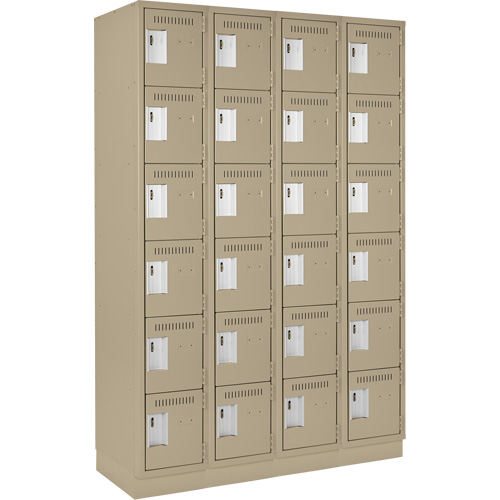 Clean Line Lockerette, 6 -tier, Bank of 4, 48" x 18" x 76", Steel, Beige, Rivet (Assembled) Advanced Consulting and Training Ltd.
