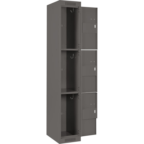 Clean Line Lockers, 3 -tier, Bank of 4, 48" x 18" x 72", Steel, Charcoal, Rivet (Assembled) Advanced Consulting and Training Ltd.
