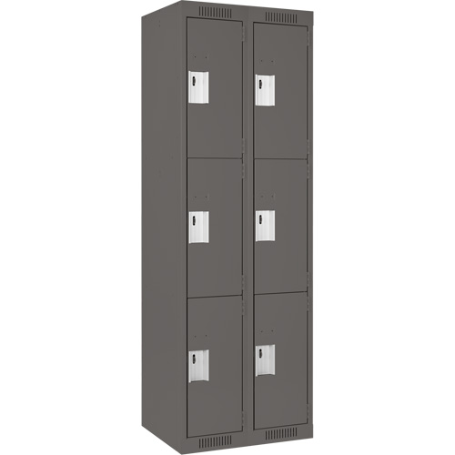 Clean Line Lockers, 3 -tier, Bank of 2, 24" x 18" x 72", Steel, Charcoal, Rivet (Assembled) Advanced Consulting and Training Ltd.