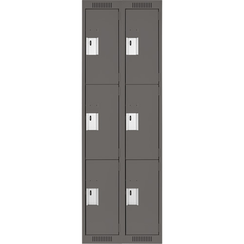 Clean Line Lockers, 3 -tier, Bank of 2, 24" x 18" x 72", Steel, Charcoal, Rivet (Assembled) Advanced Consulting and Training Ltd.