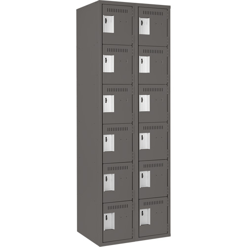 Clean Line Lockerette, 6 -tier, Bank of 2, 24" x 18" x 72", Steel, Charcoal, Rivet (Assembled) Advanced Consulting and Training Ltd.