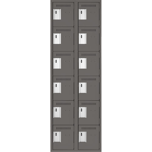 Clean Line Lockerette, 6 -tier, Bank of 2, 24" x 18" x 72", Steel, Charcoal, Rivet (Assembled) Advanced Consulting and Training Ltd.