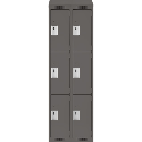 Clean Line Lockers, 3 -tier, Bank of 2, 24" x 18" x 78", Steel, Charcoal, Rivet (Assembled) Advanced Consulting and Training Ltd.