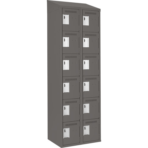 Clean Line Lockerette, 6 -tier, Bank of 2, 24" x 18" x 78", Steel, Charcoal, Rivet (Assembled) Advanced Consulting and Training Ltd.