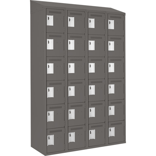 Clean Line Lockerette, 6 -tier, Bank of 4, 48" x 18" x 78", Steel, Charcoal, Rivet (Assembled) Advanced Consulting and Training Ltd.