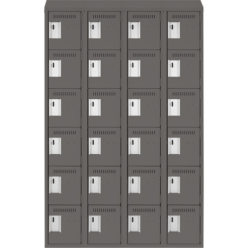 Clean Line Lockerette, 6 -tier, Bank of 4, 48" x 18" x 78", Steel, Charcoal, Rivet (Assembled) Advanced Consulting and Training Ltd.