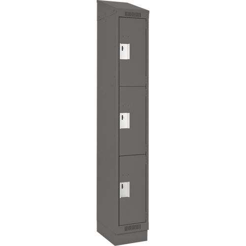 Clean Line Lockers, 3 -tier, 12" x 18" x 82", Steel, Charcoal, Rivet (Assembled) Advanced Consulting and Training Ltd.